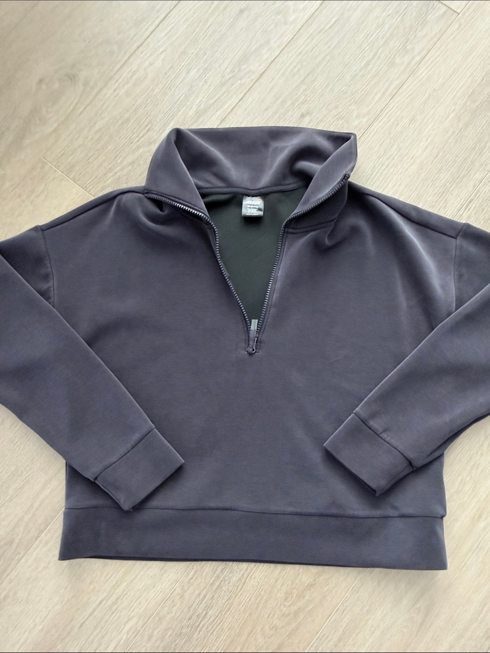 Avia Women's Quarter-Zip Pullover Sweatshirt - sandwashed black